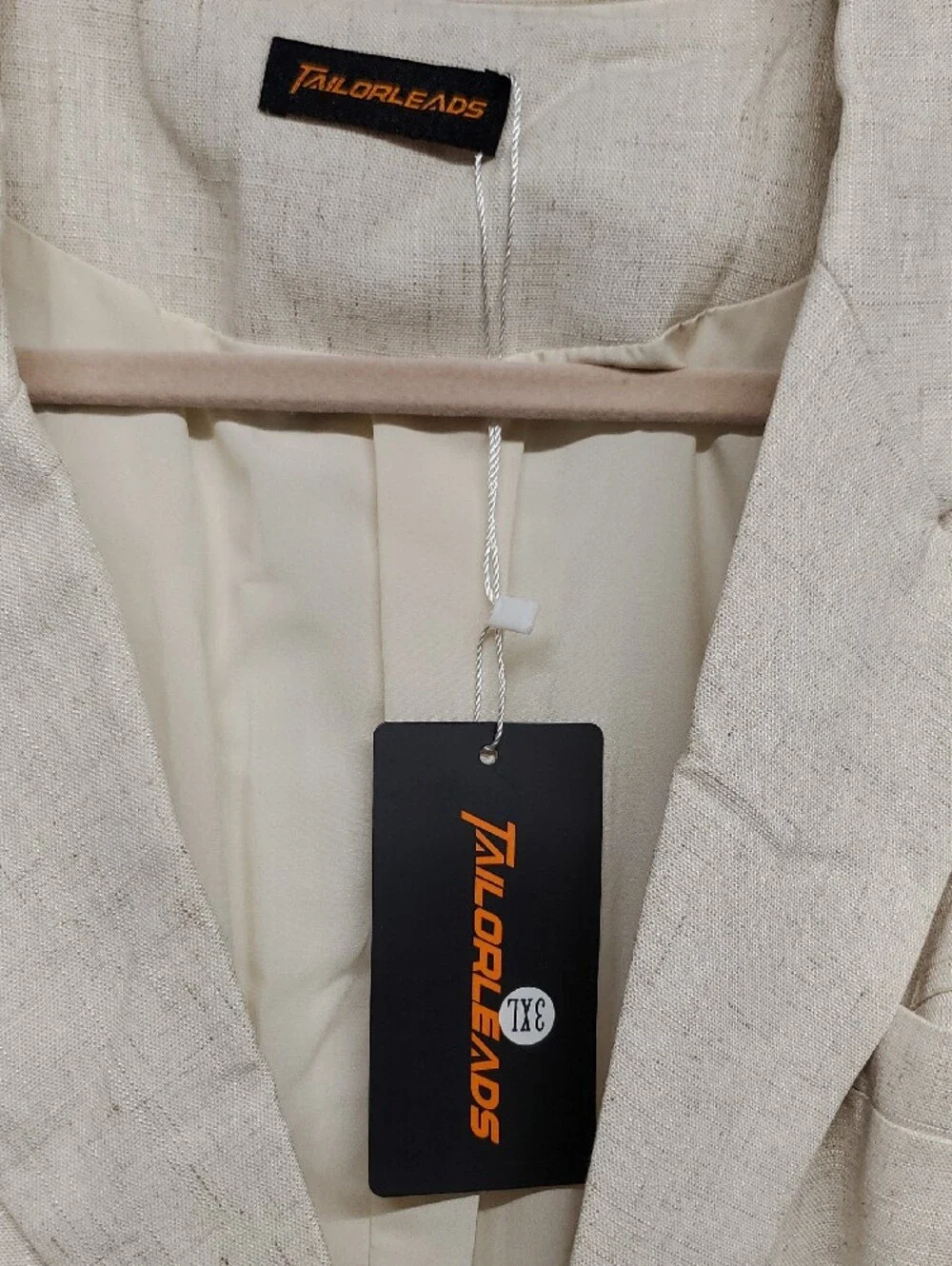 Men's Cream Blazer - Classic Single-Breasted Style - 56